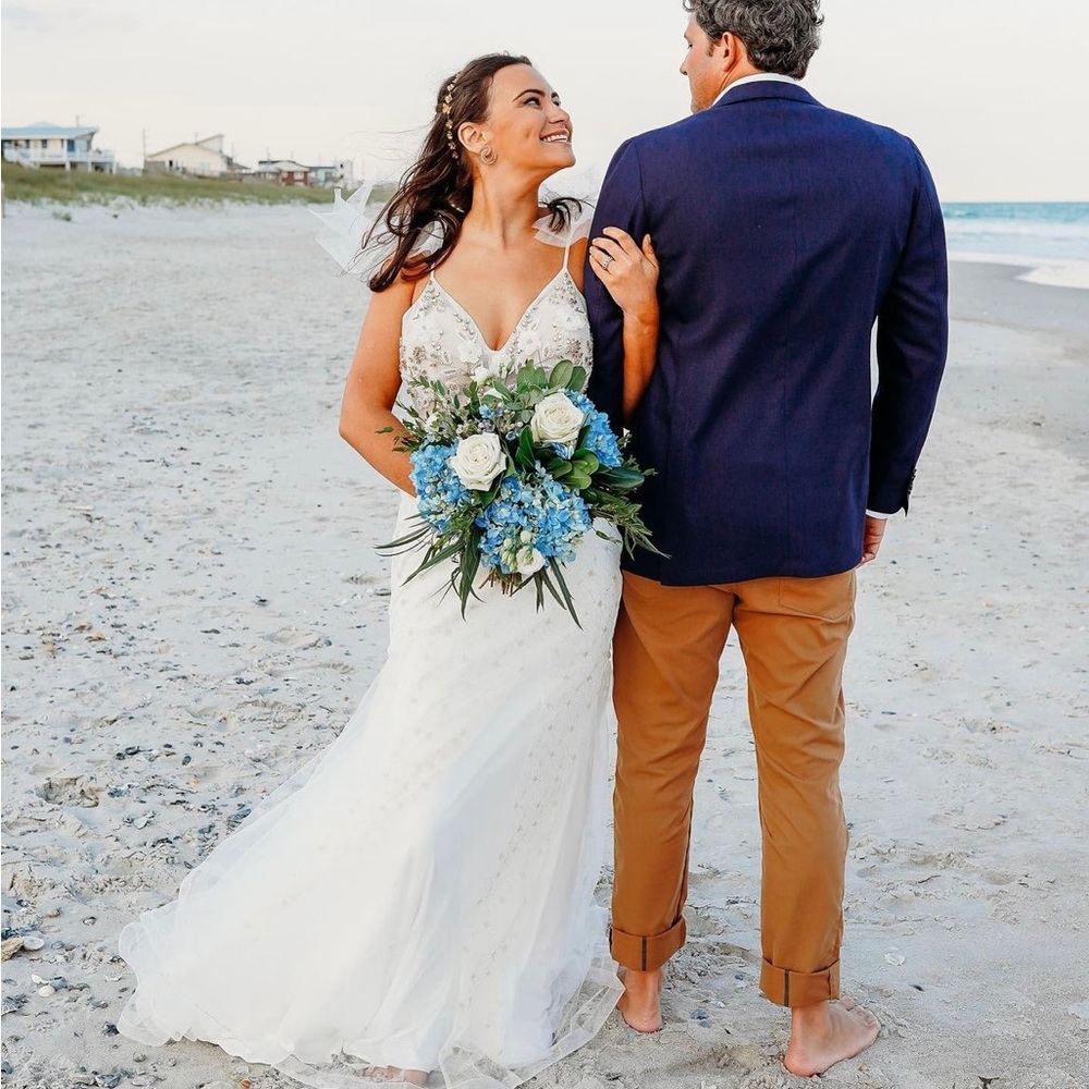 White Sequin and tuelle full length gown
